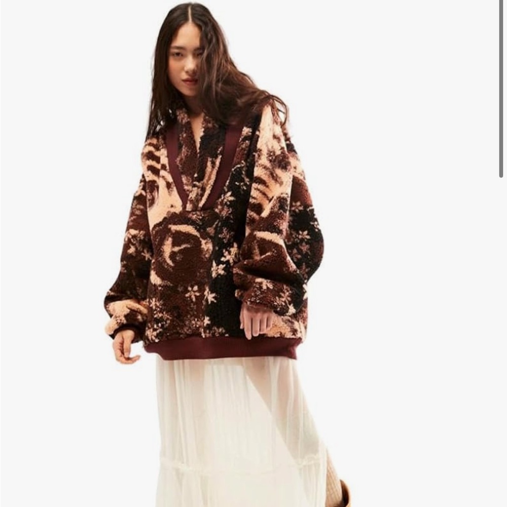 Free People Brown & Cream Teddy Jacket